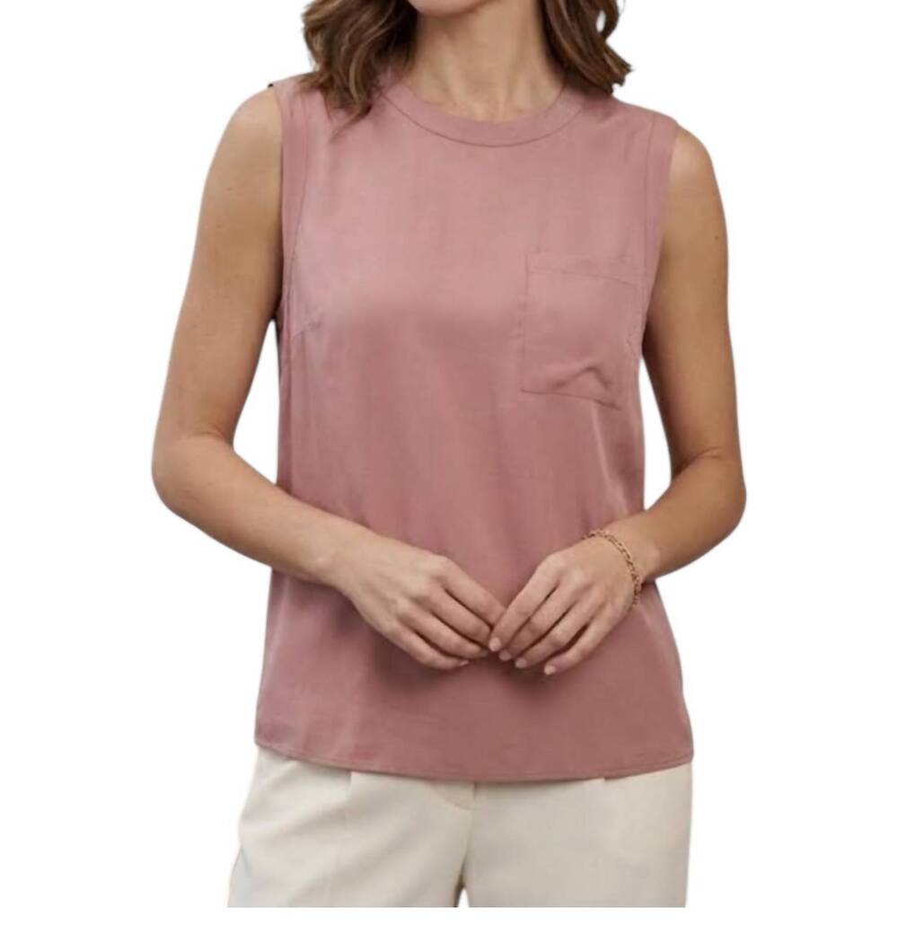 NEW BRUNELLO CUCINELLI silk blend sleeveless top in dusty rose